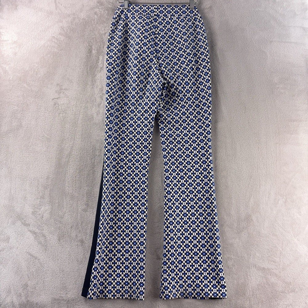 Anthropologie Maeve Flare Disco Pants Womens Size XS White Blue Geometric‎ - Picture 2 of 8